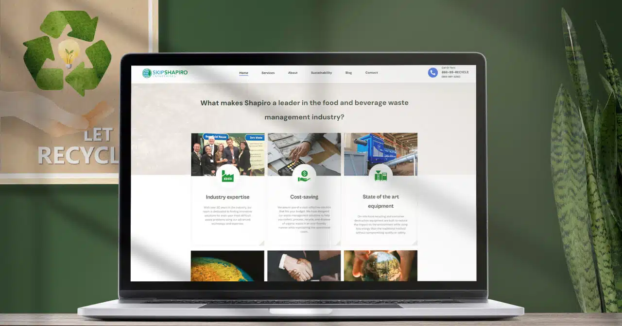 The Client Shapiro Enterprises homepage featuring their competitive advantages